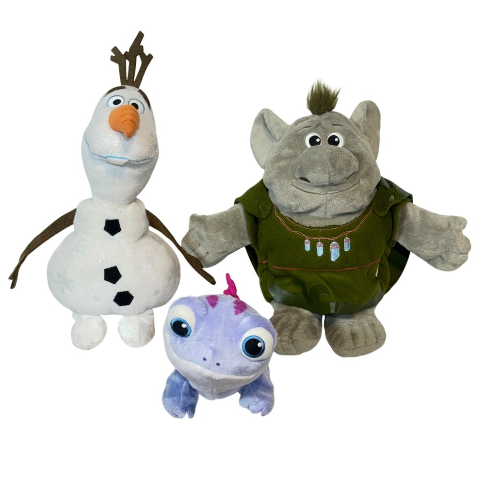 Disney Frozen Olaf Bruni Rock Troll Plush Lot of 3 Stuffed Toys